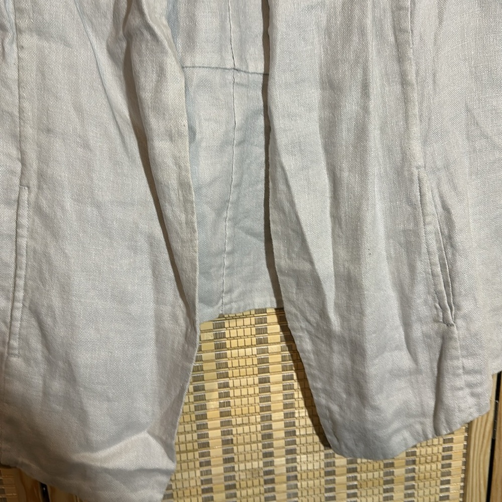 J. Jill Open Front Beige Long Linen Neutral Tailored Vest Size Large - Picture 7 of 16